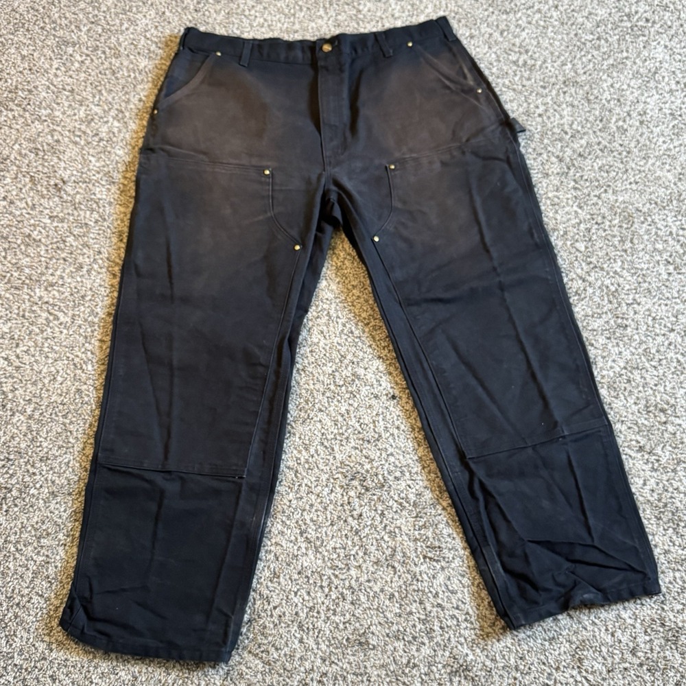 Carhartt Black Double Knee Carpenter Pants Loose Fit 42 x 30 (Fit 38x29) B01-BLK